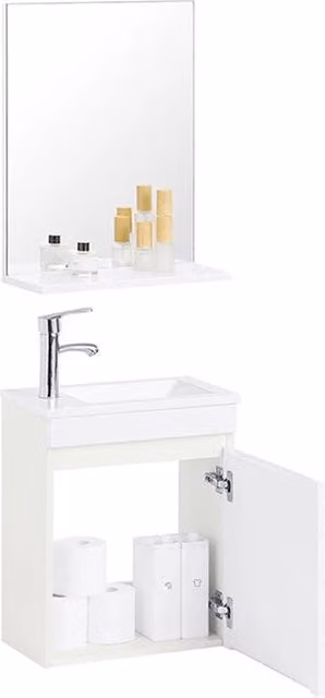 Set di lavabo bagno - unità di vanità - lavabo - progettazione compatta - 41x52x25cm cassa, 40x50x14cm specchio, 27x18x8cm vasca