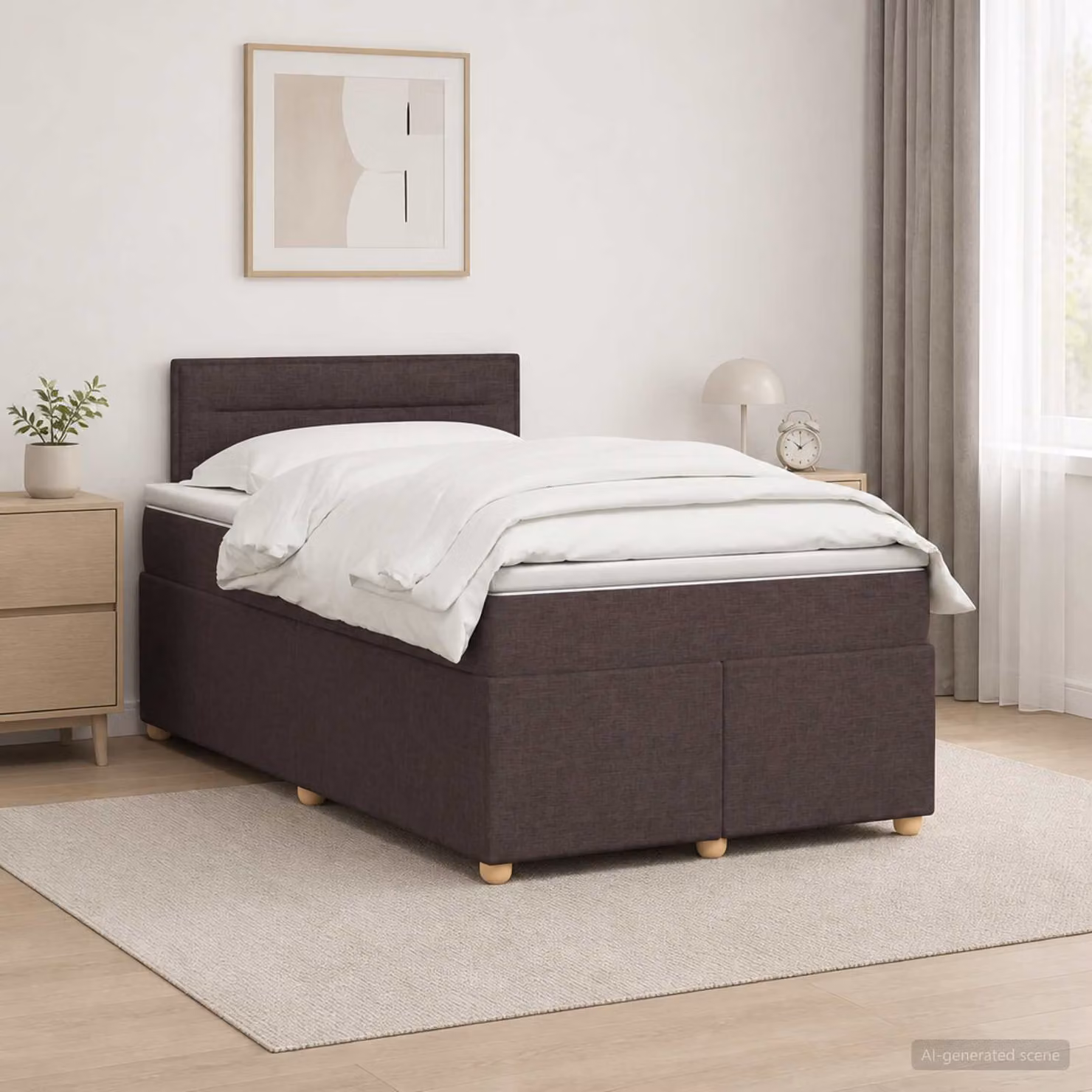 vidaXL Letto box spring con materasso Marrone Scuro 120 x 190 cm