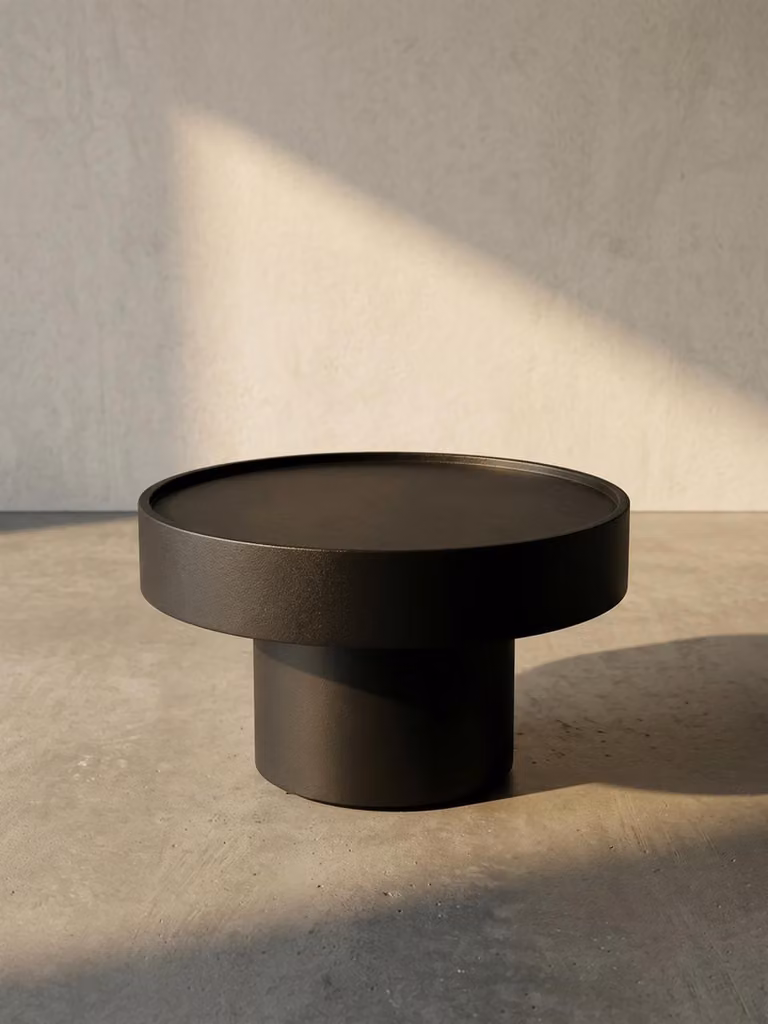 Tavolino nero, metallo, design unico a fungo. 60x60x36 cm | Kadima Design