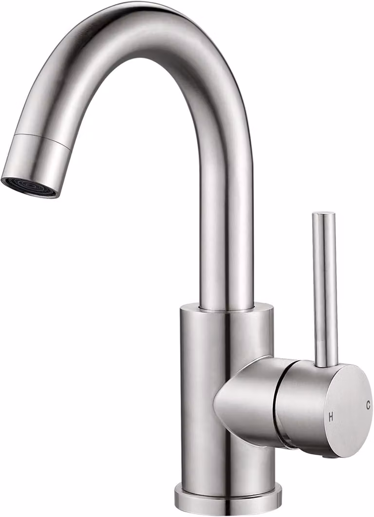 Miscelatore per lavabo, finitura in nichel spazzolato, 225 mm, acciaio inossidabile 304, per bagno