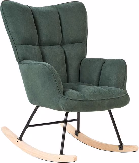 Sedia a dondolo moderna BELIANI verde con braccioli e gambe in legno e metallo