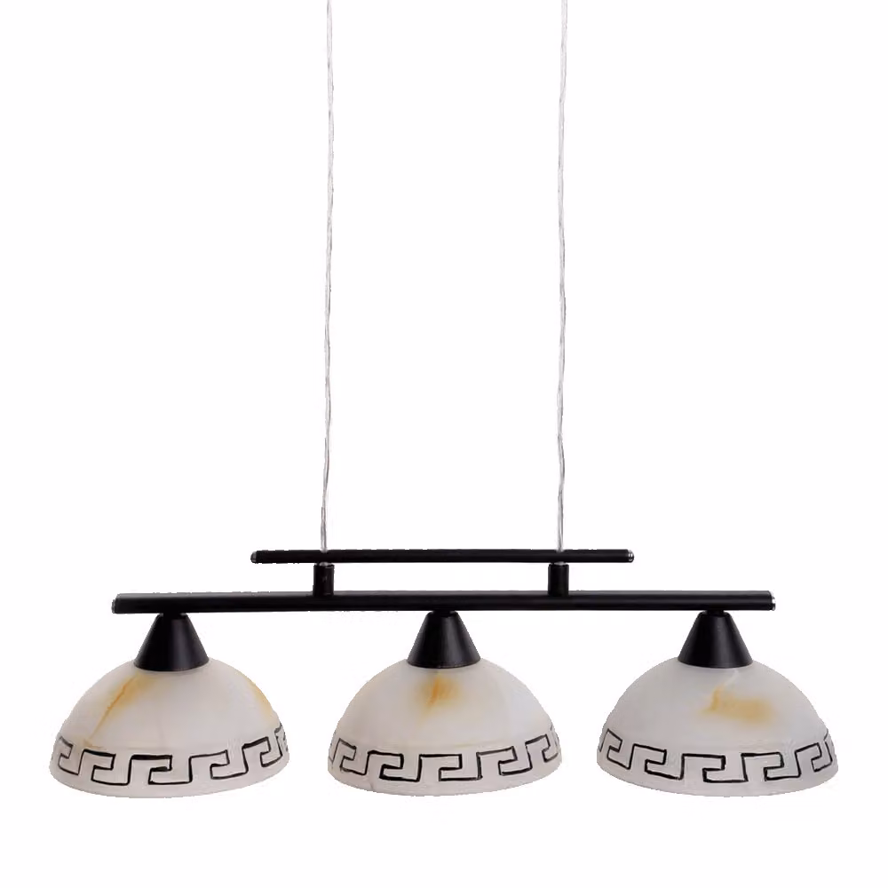 Lampada a sospensione POMPEZ 3xE27/40W marrone/oro alabastro bianco con decoro, dimmerabile