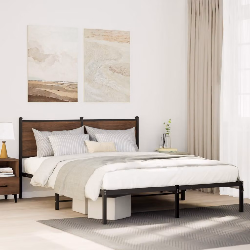 vidaXL Giroletto in Metallo Rovere Fumo L/P/H: 140 x 200 cm