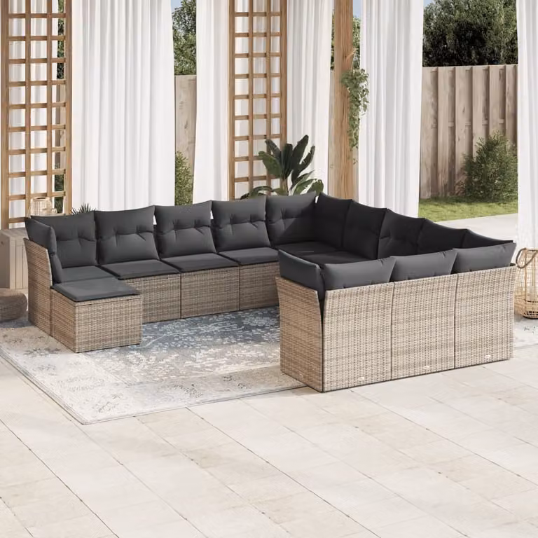 Maison Exclusive - Set Divani da Giardino 12 pz con Cuscini Grigio in Polyrattan