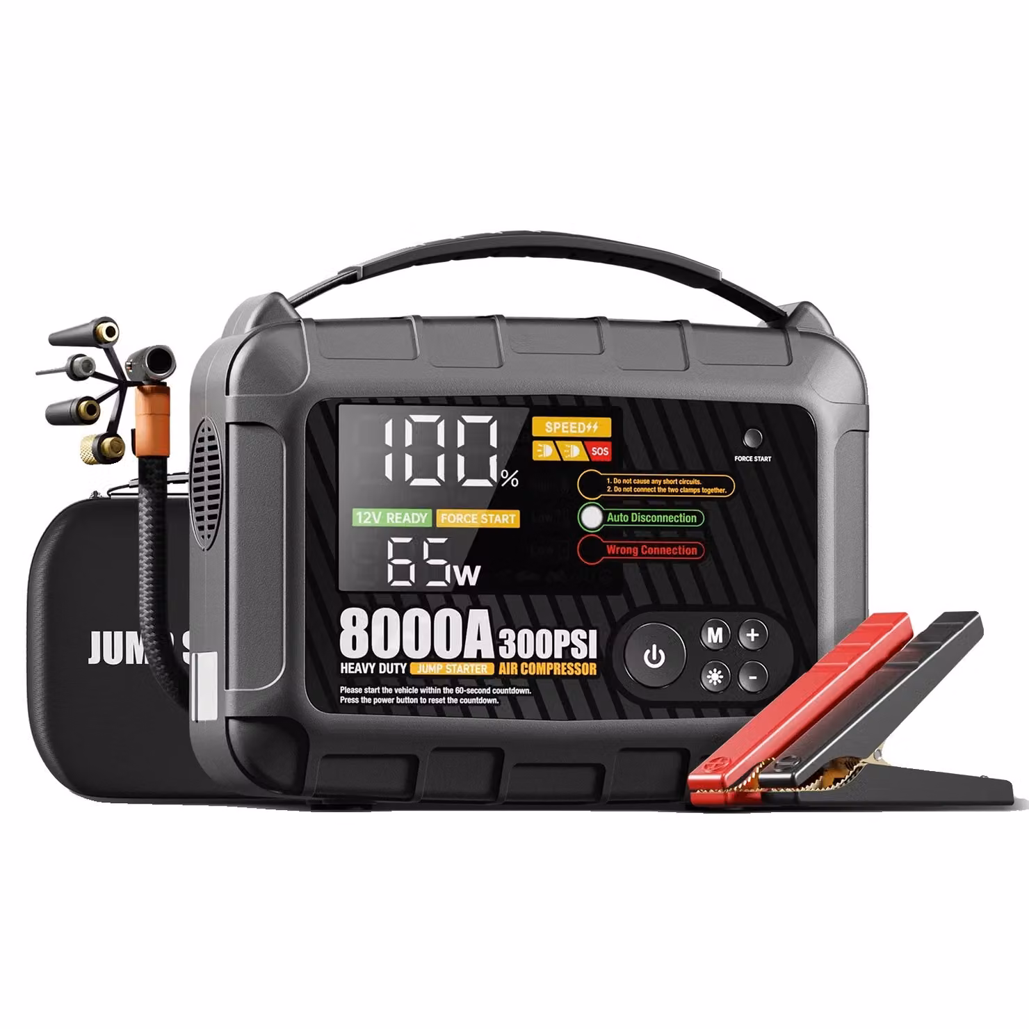 Avviatore per auto per carichi pesanti da 8000 A, batteria da 24000 mAh, compressore d'aria da 150 PSI, 8000 A/li/ul/div