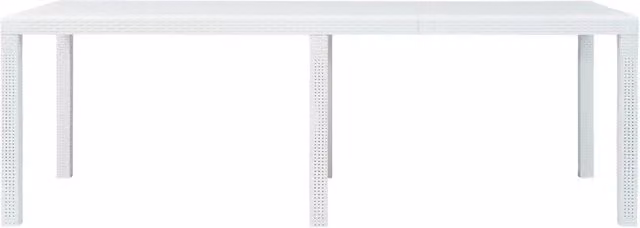 Tavolo da Giardino | Tavolino da esterno Bianco 220x90x72 cm in Plastica Stile Rattan