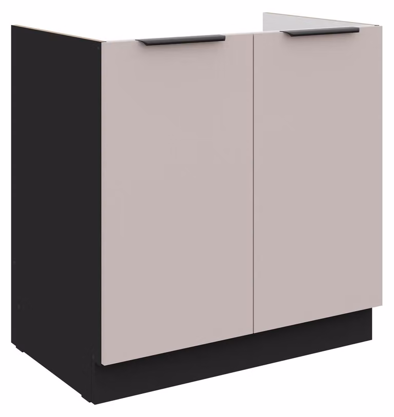 Mobile sottolavello da cucina 80 cm Cucina ARONA Beige cashmere opaco + Nero opaco Linea cucina Blocco cucina Cucina Cucina componibile