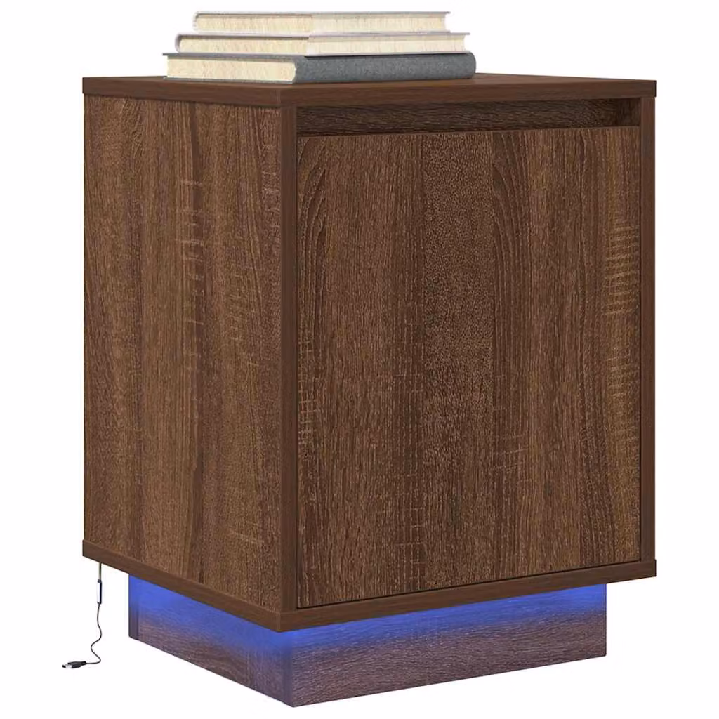 Comodino moderno vidaXL con luci LED in legno marrone e grigio L/P/H: 38 x 34 x 50 cm