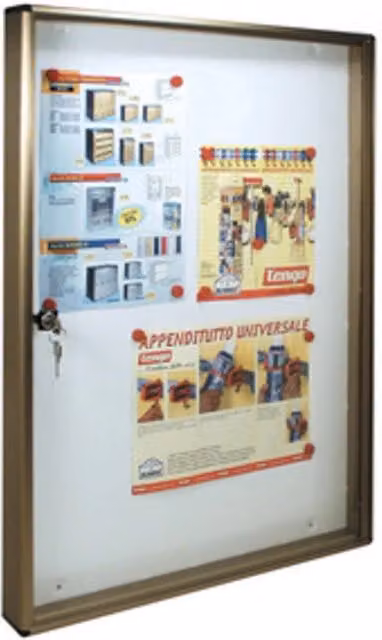 Bacheca porta avvisi magnetica in alluminio Trimec colore bronzato H: 73 cm, L: 55 cm, P: 5 cm