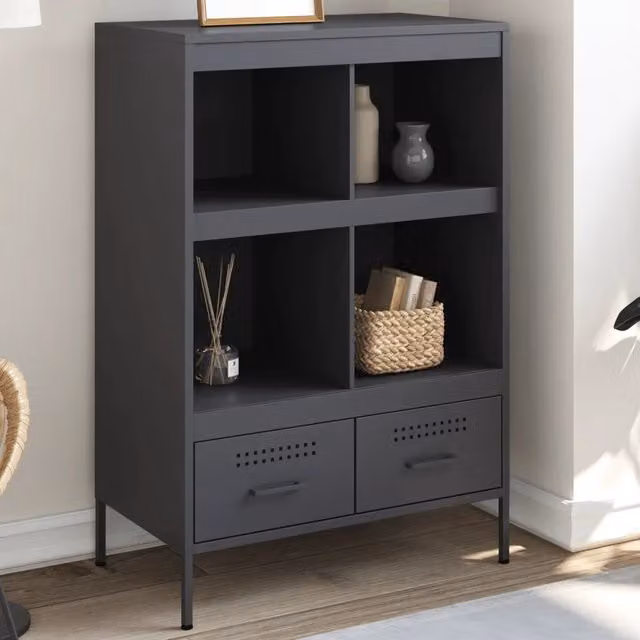 Credenza in metallo stile industrial vidaXL colore antracite L 68 cm, P 39 cm, H 101,5 cm
