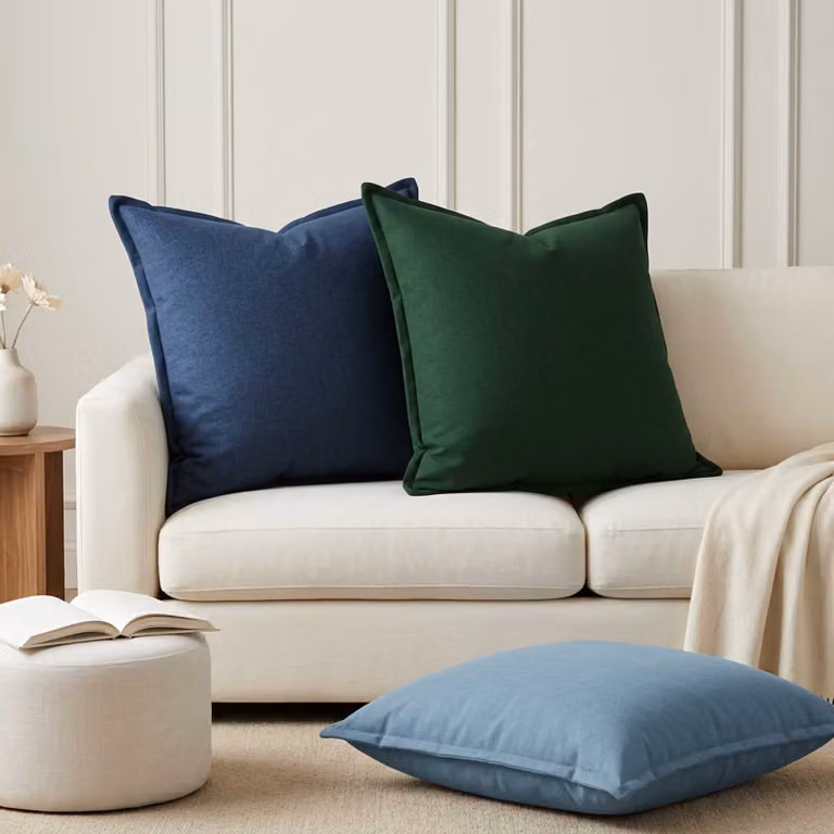 vidaXL Cuscino con cuscino HOUTEN 2 pz Blu Lino