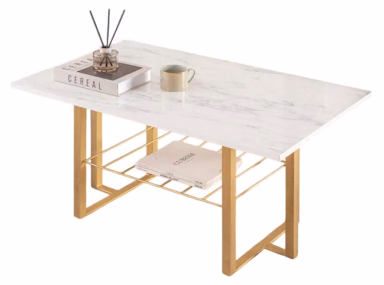Eleganter Couchtisch in Marmor-Optik praktischer Ablage Sofa Tisch