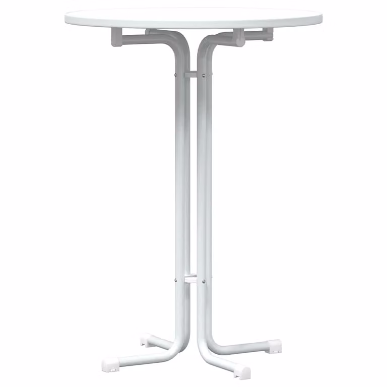 Tavolo da Bar Bianco Ø80x110 cm Legno Multistrato e Acciaio