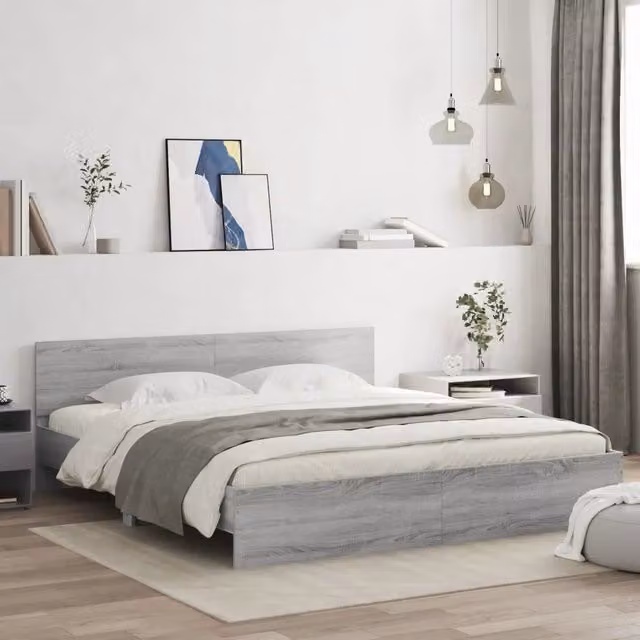 Letto con testiera vidaXL Sonoma Grigio L 200 cm x P 200 cm x H 70 cm – 1