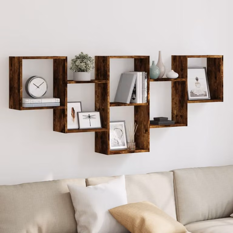 Mensola a muro vidaXL in MDF Rovere Fumo, L: 159 cm, P: 18 cm, H: 66 cm