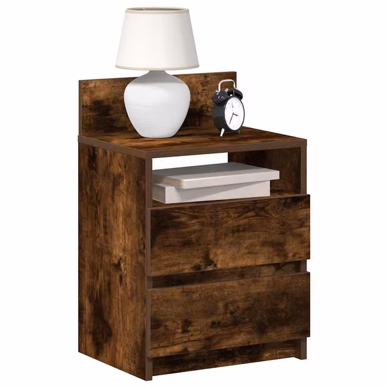 Set di 2 comodini vidaXL con 2 cassetti in stile moderno, colore Rovere Fumo, L 40 cm x P 33 cm x H 60 cm