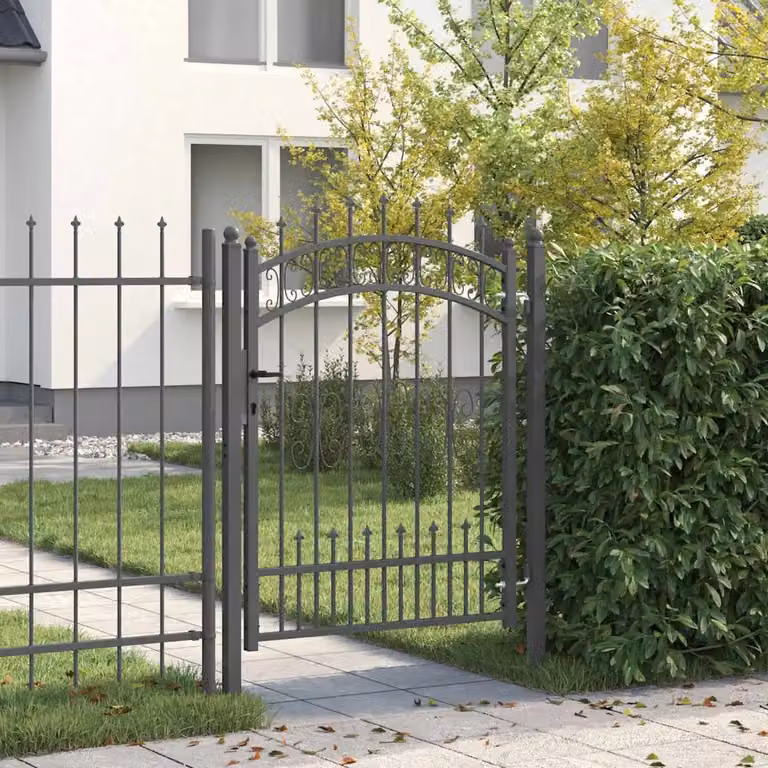 Cancello singolo con punta a lancia KAMPEN vidaXL in acciaio, colore antracite, L: 103 cm, H: 175 cm