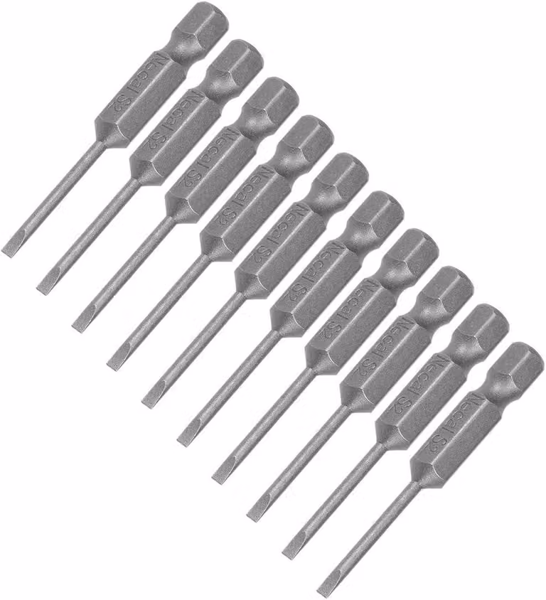 Set di 10 punte per cacciavite magnetiche - testa piatta da 2mm
