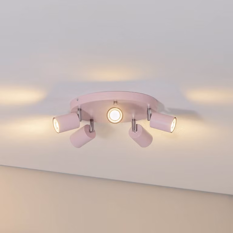 Faretto da soffitto Fun, rosa, Ø 30 cm, regolabile, GU10 Fun Luminex, dimmerabile, Violetto / Fucsia / Rosa, Soggiorno / Sala da pranzo, Metallo, Moderno, Faretto alogeno