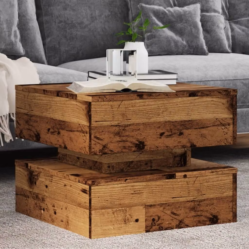 Maison Exclusive - Tavolino con luci LED effetto legno antico 50x50x40 cm