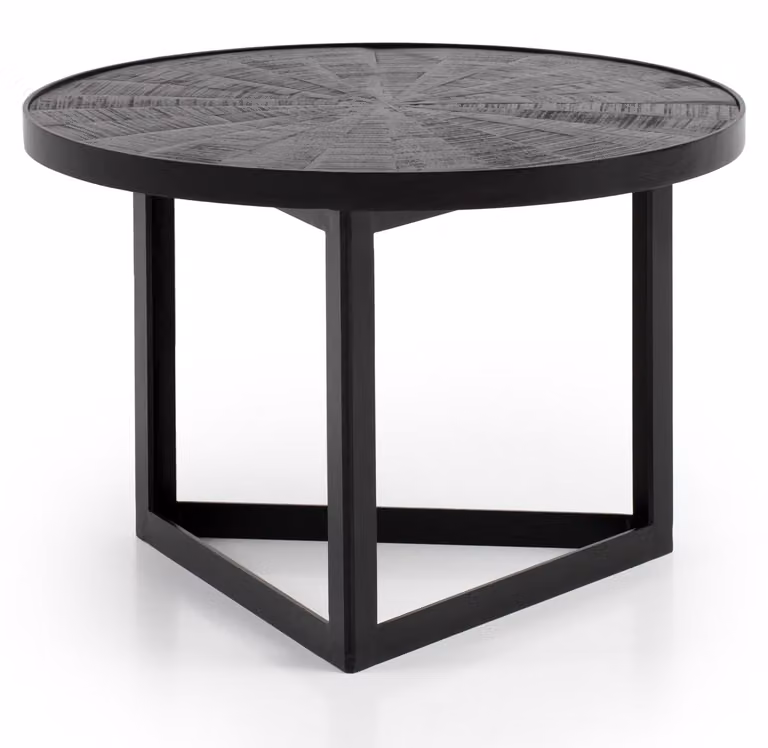 Tavolino 58x58x40 cm in legno massiccio di mango / metallo nero Tavolo da divano rotondo | Wohnling