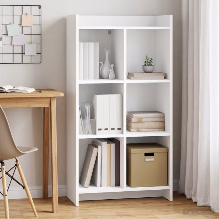 Libreria moderna vidaXL in legno MDF bianco L 59 cm x P 30 cm x H 111 cm