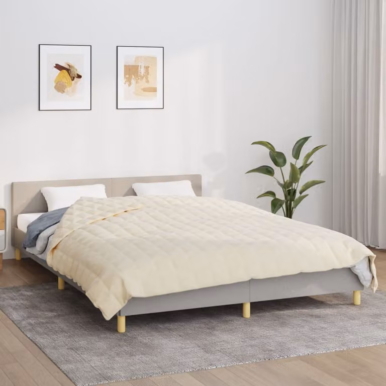 Coperta Ponderata vidaXL in Microfibra Beige, L 220 cm x P 230 cm, 15 kg, Traspirante e Anallergica