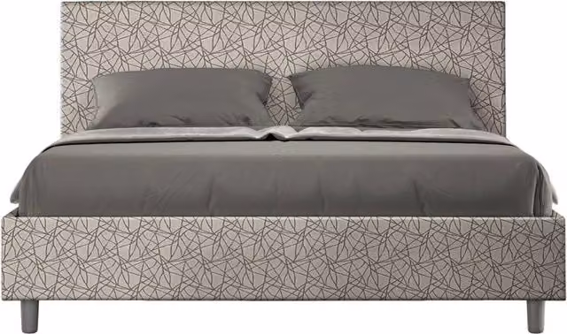 Letto Matrimoniale Era Adele Grigio con Contenitore e Rete con Alzata Imbottito in Tessuto L/P/H: 160 x 200 x 106 cm