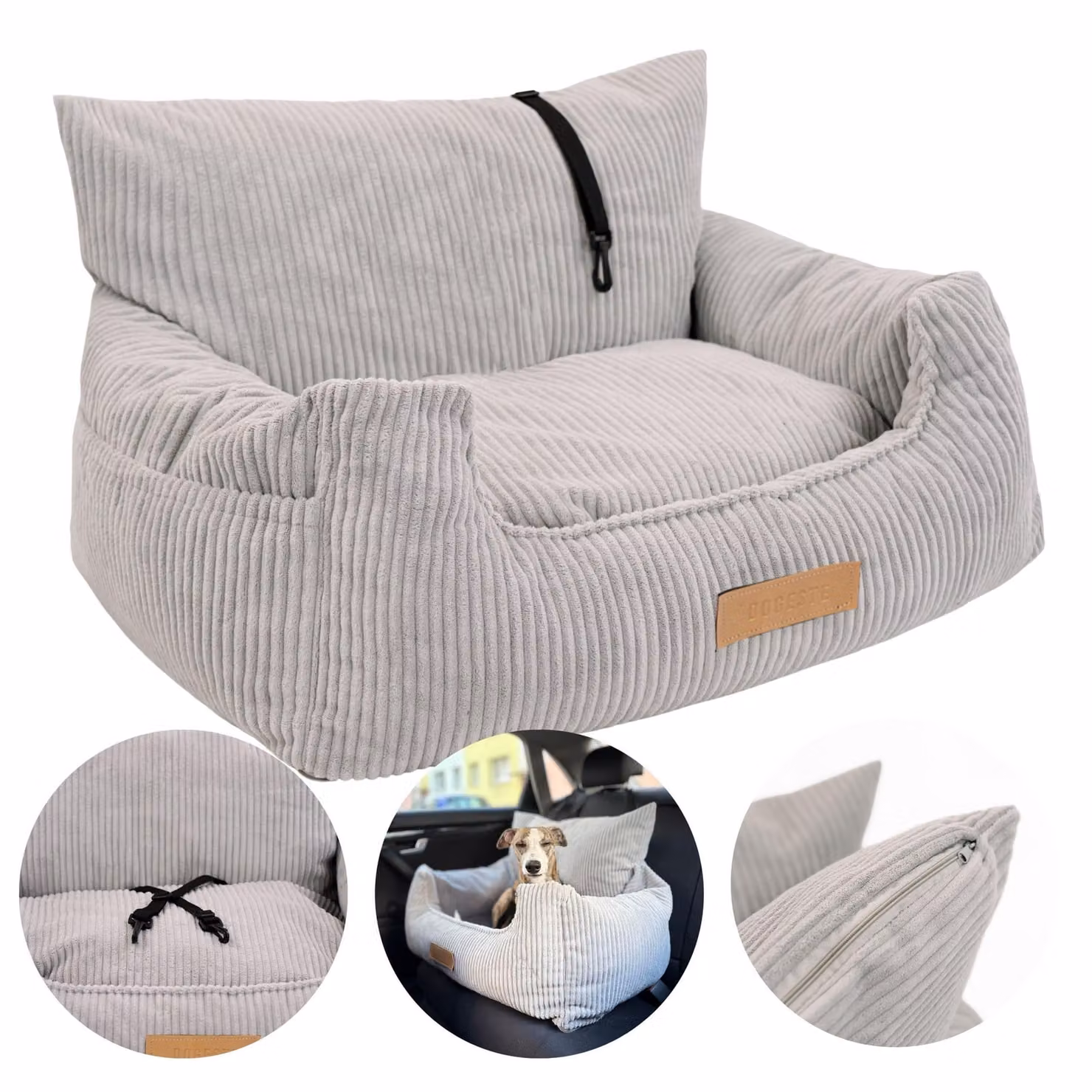 Dogeste seggiolino auto per cani XXL 2in1, cuccia per cani medi e grandi