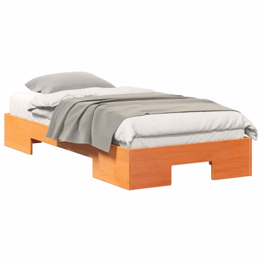 Struttura letto giroletto moderno in legno di pino marrone L/P/H: 190 x 90 x 25 cm – 2