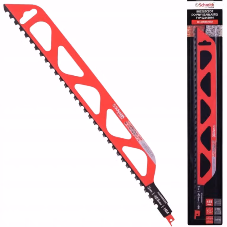 Lama per sega a nastro Schmith, 455 mm, per cemento e mattoni, con inserti in metallo duro/carburo di tungsteno (HM/TC), 2 denti per pollice