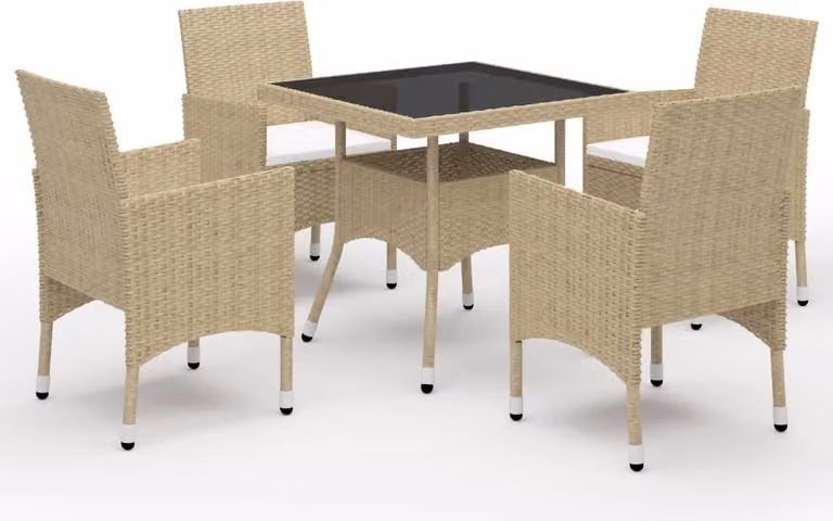 Maison Exclusive - Set da pranzo da giardino 5 pezzi in rattan sintetico e vetro, beige