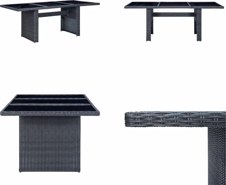 vidaXL Tavolo da giardino grigio scuro in poly rattan e vetro temperato - Tavolo da giardino - Tavoli da giardino - Tavolo - Tavoli