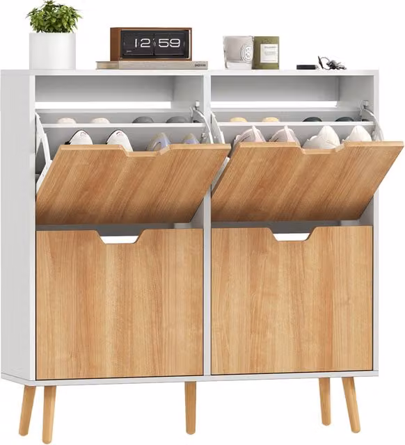 Cassettiera con 4 cassetti e ripiani regolabili ¨C zephmum ¨C 95x26x95 cm bianco naturale