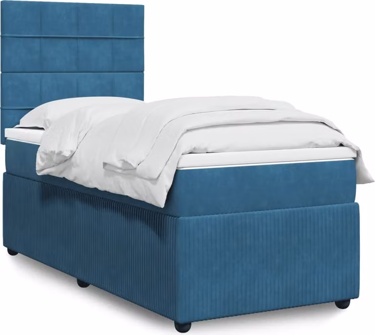Maison Exclusive - Giroletto a Molle con Materasso Blu 90x190 cm in Velluto