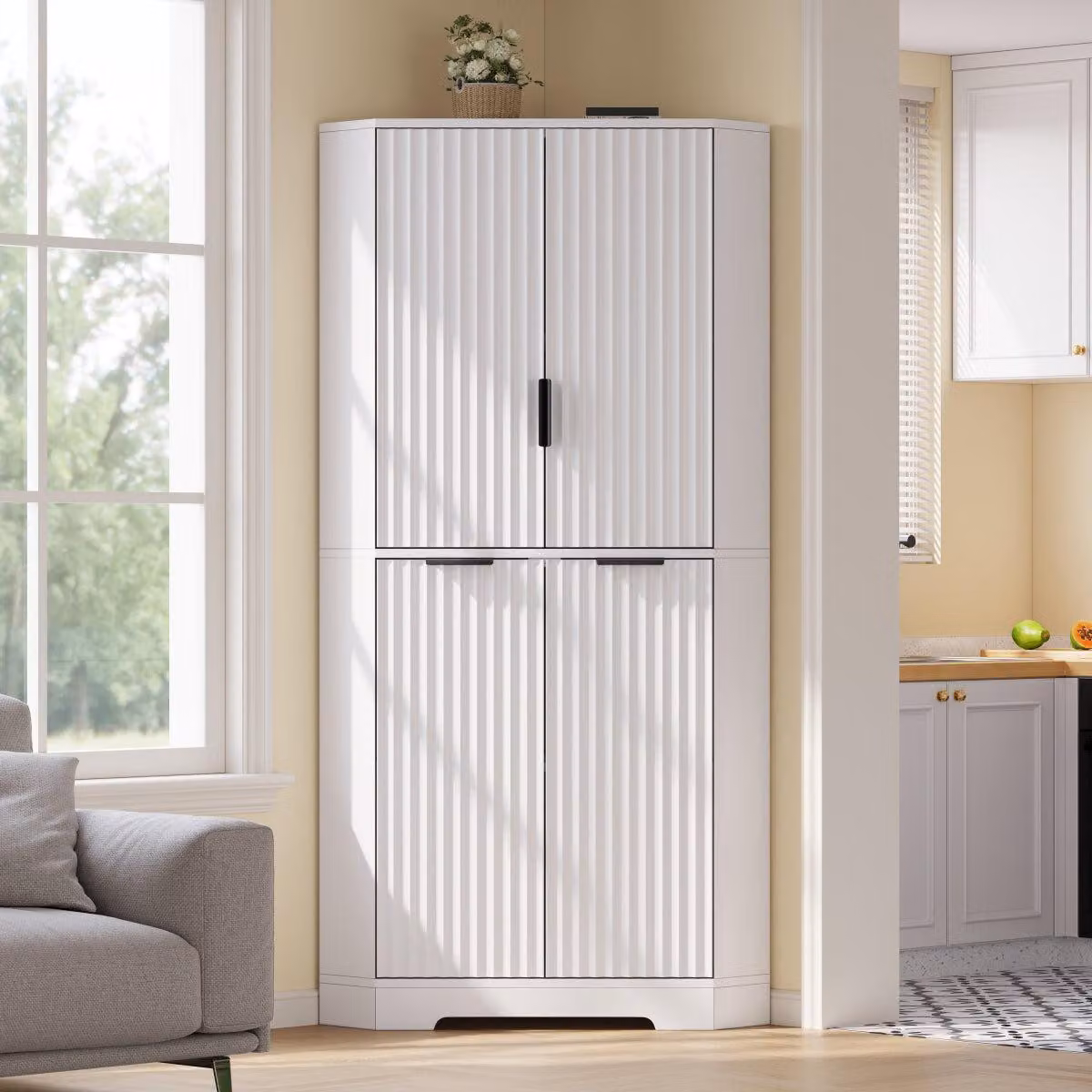 Armadio a due ante, mobile contenitore con 4 ante e ripiani regolabili, dimensioni 60x60x172 cm, colore bianco