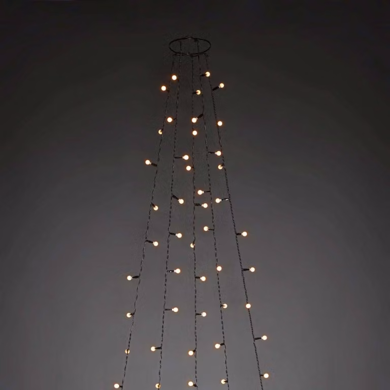 Konstsmide LED albero mantello con anello Ø 11, con globi, 5 fili da 50 diodi ciascuno, preassemblati, 250 diodi color ambra, trasformatore 30V_interno, cavo verde - 6369-820