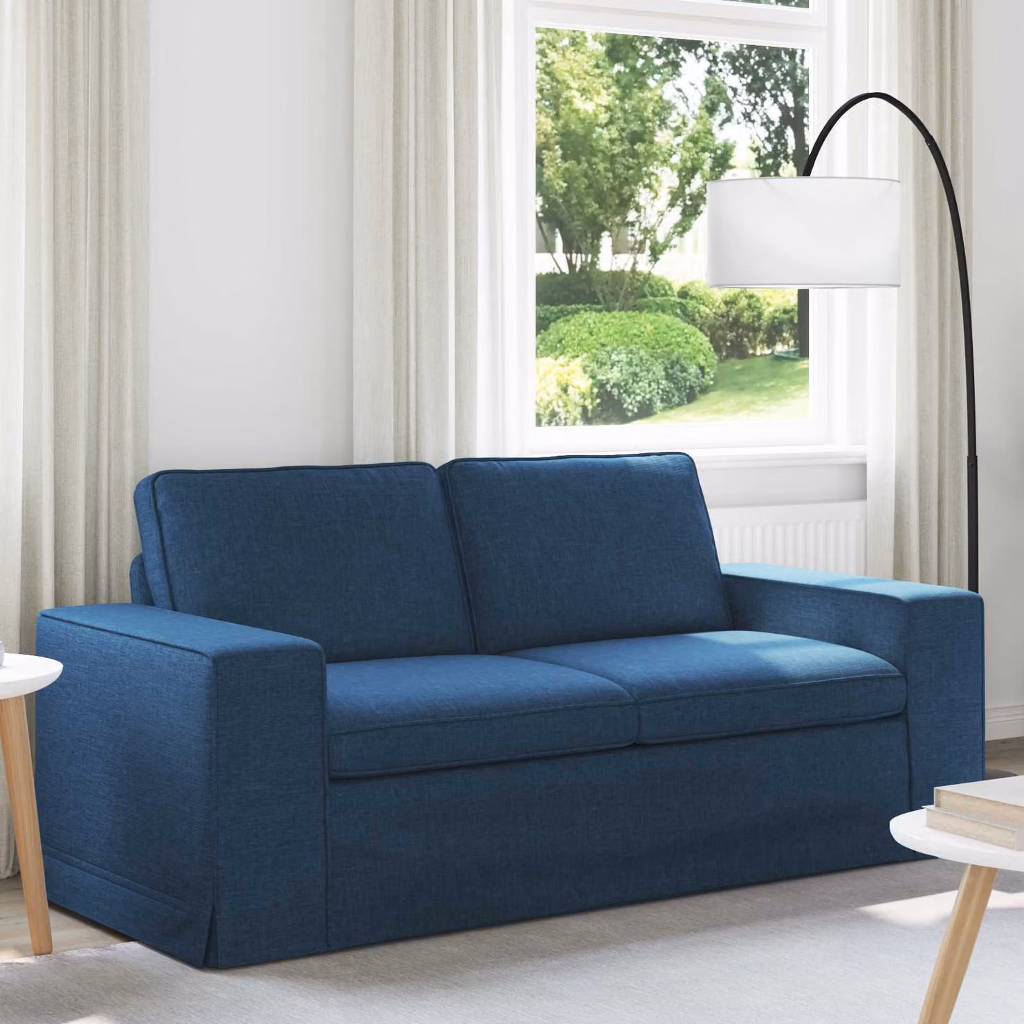 vidaXL Divano Moderno in Tessuto Blu con Struttura in Metallo L: 182 cm, P: 80 cm, H: 82 cm – 1