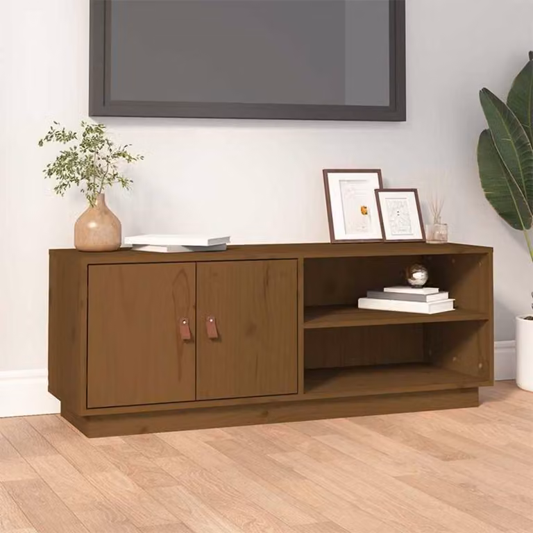 vidaXL Mobile Porta TV in Legno Massello di Pino, Colore Marrone, L 105 cm x P 34 cm x H 40 cm