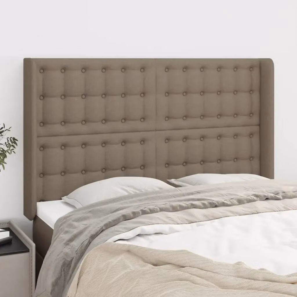 Testata ad orecchio in tessuto beige con struttura in legno di larice L: 147 cm, P: 16 cm, H: 118/128 cm – 2