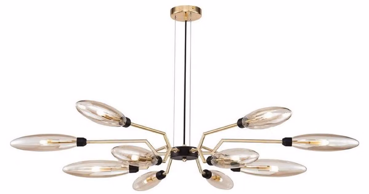Casa Padrino lampada a sospensione oro opaco / nero Ø 127 x H. 17,5 cm - Lampada a sospensione moderna