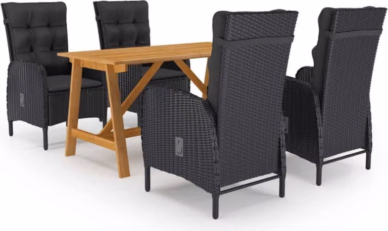 Maison Exclusive - Set da pranzo da giardino 5 pezzi nero