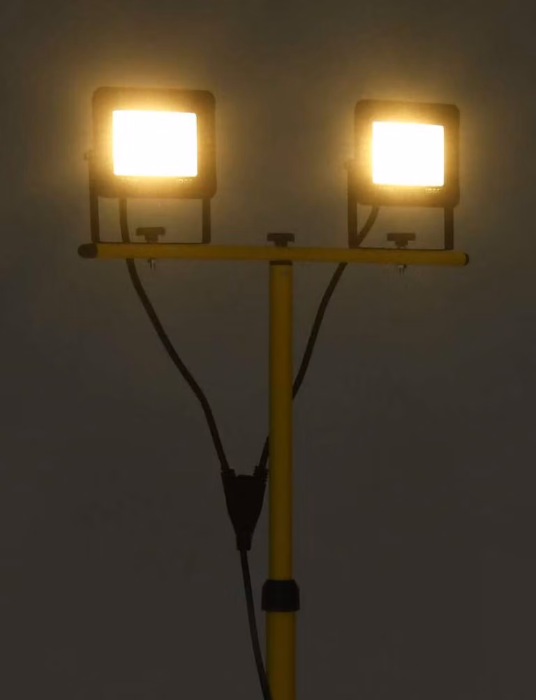 Faretto a LED con Treppiede 2x30 W Bianco Caldo