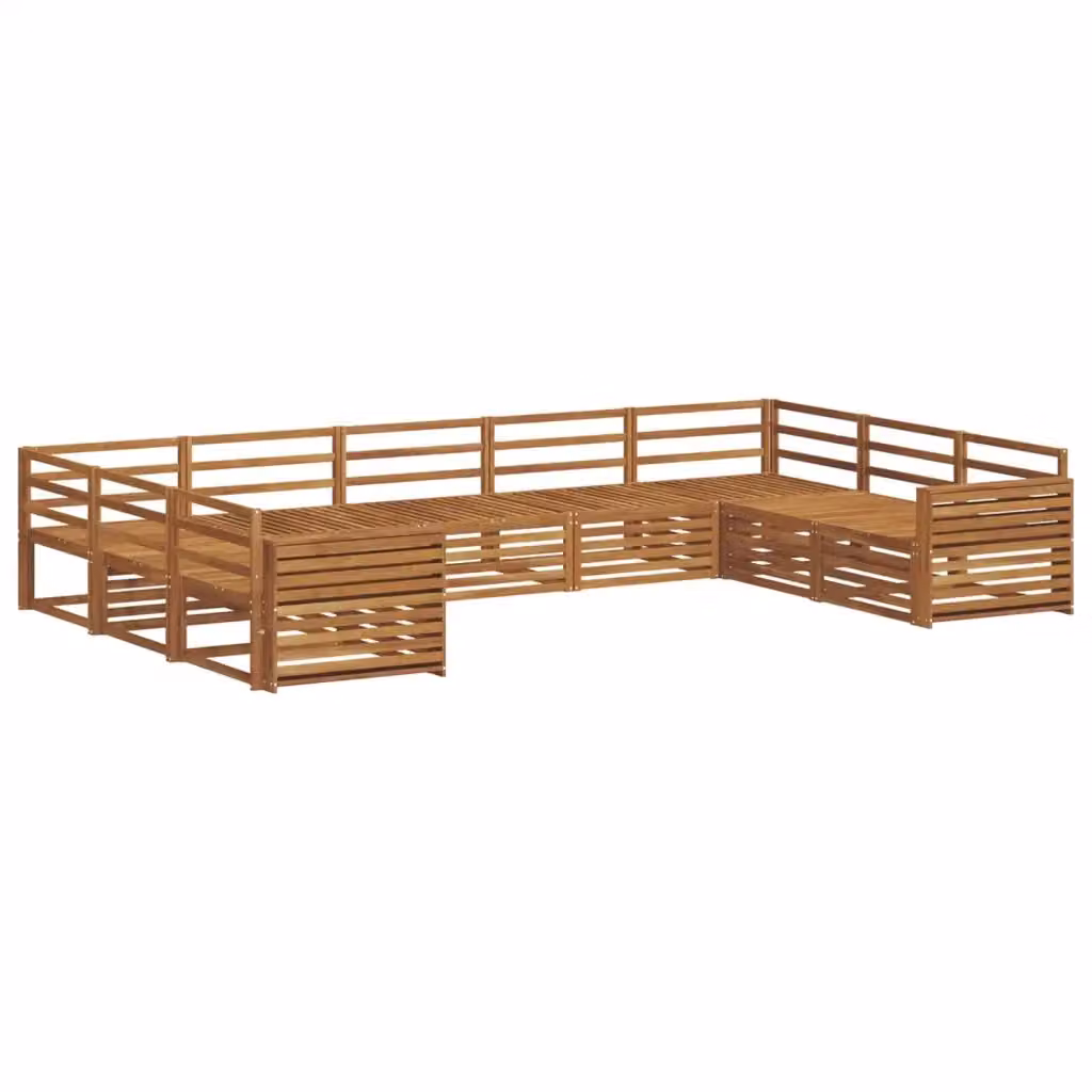 Set di divani da esterno a L vidaXL in legno di acacia massello marrone con 9 pezzi e cuscini inclusi – 2