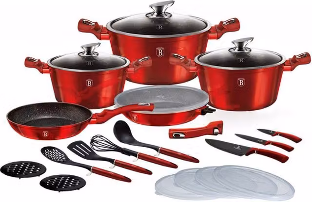 Berlinger haus BH-7180 Set di pentole in granito bordeaux da 22 pezzi