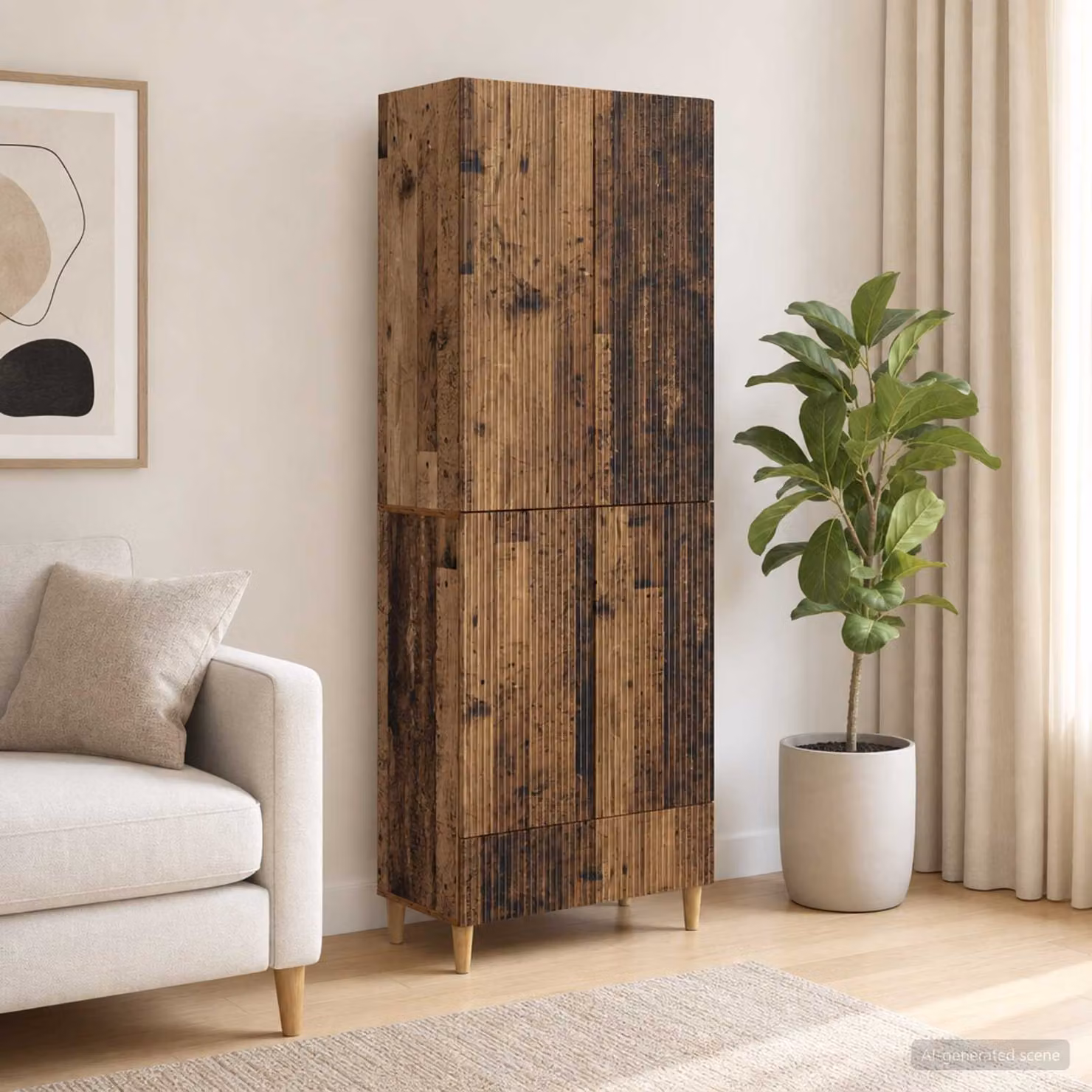 Set di 2 armadi da parete vidaXL in legno MDF marrone moderno con ripiani interni e ante a battente L/P/H: 95,0 x 34,5 x 66,0 cm