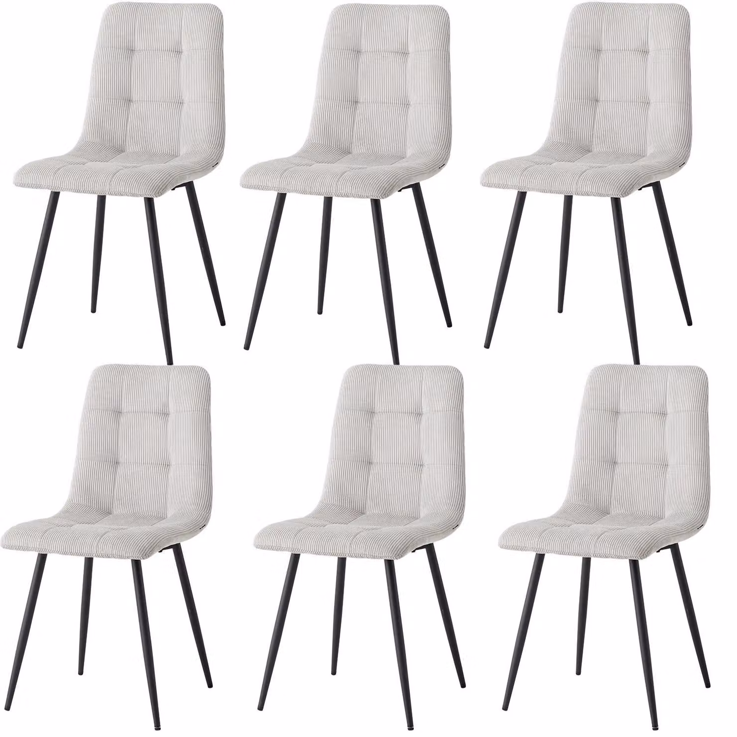 Sedie da pranzo/sedie da cucina - Set da 6 - Rivestite in tessuto, seduta imbottita, gambe in metallo, design moderno - Grigio