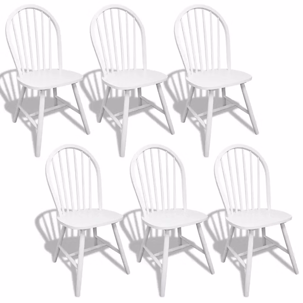 Set di 6 sedie da pranzo bianche in legno massello di Hevea vidaXL – 2
