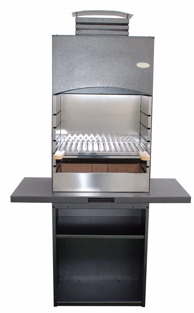Barbecue a Legna e Carbone Giordanoshop Design a Colonna in Acciaio e Acciaio Smaltato Nero L: 110 cm, P: 47,5 cm, H: 190,1 cm – 2