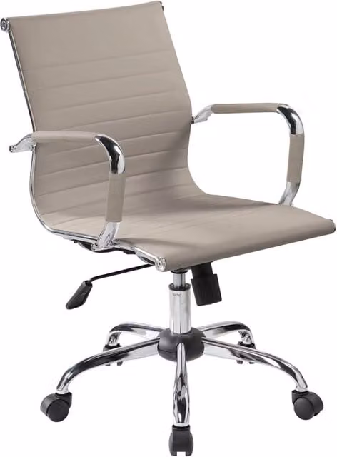 Poltrona da Ufficio Direzionale Dallas con Braccioli 54x62x92-102 cm in Pelle Sintetica Tortora